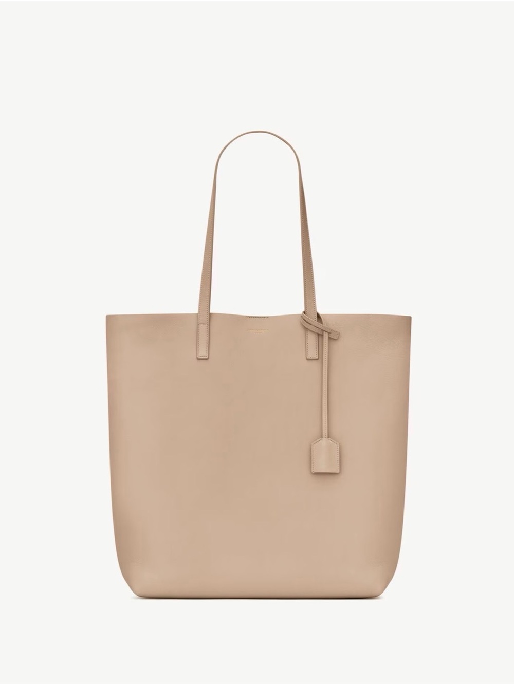 Saint Laurent Small Shopper Tote Bag in Dark Beige, Gold Hardware, YSL Charm